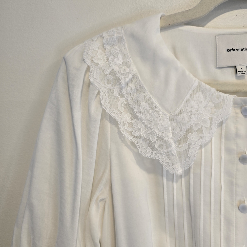 Reformation White Long Sleeve Lace Dress Size 4, Nwot. Suoer Cute! - Picture 11 of 16